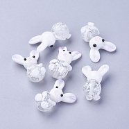 Handmade Bunny Lampwork Beads, Rabbit Beads, White, 25~29x16~20x12~13mm, Hole: 1.2mm(LAMP-L075-100)