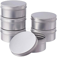 Round Aluminium Tin Cans, Aluminium Jar, Storage Containers for Cosmetic, Candles, Candies, with Screw Top Lid, Platinum, 9.2x4.5cm, Capacity: 200ml, 6pcs/box(CON-BC0004-26P-200ml)