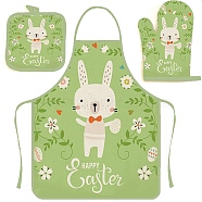Easter Theme Polyester Sleeveless Apron and Gloves, with Double Shoulder Belt, Light Green, 800x600mm(PW-WG43897-03)