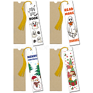 1 Set Christmas & Halloween Theme Acrylic Bookmarks, with Paper Bags and Polyester Tassel Decorations, Rectangle, Mixed Color, 120x28mm, 4pcs/set(DIY-GL0004-42A)