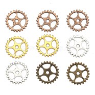 Tibetan Style Alloy Gear Pendants, Steampunk Charms, Lead Free & Nickel Free, Mixed Color, 25x1mm, Hole: 3mm(TIBEP-X0096-FF)