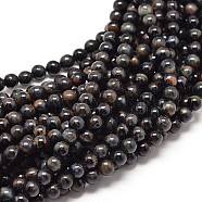 Natural Blue Tiger Eye Round Beads Strands, 12mm, Hole: 1mm, about 34pcs/strand, 16 inch(G-P072-37-12mm)