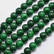 Natural Malaysia Jade Beads Strands, Round, Dyed, Dark Green, 10mm, Hole: 1mm, about 38pcs/strand, 15 inch(X-G-A146-10mm-B04)