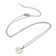 201 Stainless Steel Heart Pendant Necklace with Cable Chains, Stainless Steel Color, 17.72 inch(45cm)(NJEW-Q317-18P)