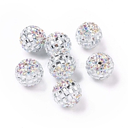 Polymer Clay Rhinestone Beads, Pave Disco Ball Beads, Round, Crystal, 16~17mm, Hole: 1.8mm(RB-L029-04A)