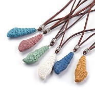 Adjustable Synthetic Lava Rock Pendant Necklaces, with Leather Cord and Alloy Finding, Sea Snail, Mixed Color, 34.64 inch~35.43 inch(88~90cm)(X-NJEW-P237-A)