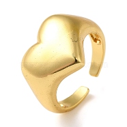 Rack Plating Brass Open Cuff Rings for Women, Heart, Real 18K Gold Plated, US Size 7 1/2(17.7mm)(RJEW-M162-22G)
