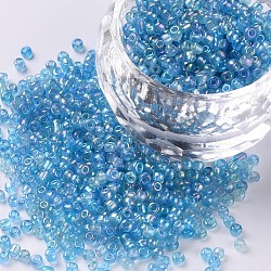 12/0 Glass Seed Beads, Trans. Colors Rainbow, Round, Aqua, 
Size: about 2mm in diameter, hole:1mm, about 6666pcs/100g(X1-SEED-A007-2mm-163)