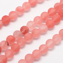 Cherry Quartz Glass Beads Strands, Frosted, Round, 6mm, Hole: 0.8mm, about 60pcs/strand, 14.1 inch(G-D684-6mm)