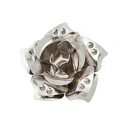 Iron Beads Rhinestone Settings, Rack Plating, Flower, Platinum, Fit for 1.6mm Rhinestone, 27x28.5x11mm, Hole: 2mm(FIND-A049-02P)