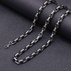 Titanium Steel Byzantine Chains Necklaces for Men, Black, 23.62 inch(60cm)(FS-WG56795-88)