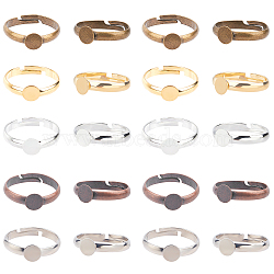 Brass Pad Ring Bases, Lead Free, Cadmium Free and Nickel Free, Adjustable, Tray: 6mm, 17mm, Mixed Color, Tray: 6mm, 17mm, 50pcs/box(KK-PH0001-33-RS)