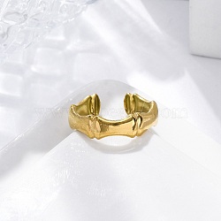 Bamboo Joint 304 Stainless Steel Open Cuff Rings for Women, Golden, Adjustable, 5.5mm(RJEW-M019-37G)