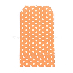 Kraft Paper Bags, No Handles, Storage Bags, White Polka Dot Pattern, Wedding Party Birthday Gift Bag, Orange, 15x8.3x0.02cm(CARB-I001-04D)