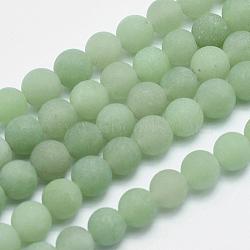 Natural Green Aventurine Beads Strands, Frosted, Round, 8mm, Hole: 1mm, about 44~47pcs/strand, 14.7 inch(37cm)(G-G748-08-8mm)