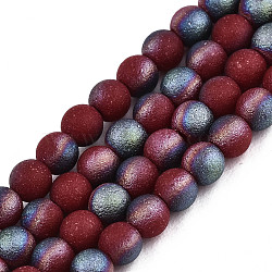 Frosted Electroplate Glass Beads Strands, Half Plated, Round, Dark Red, 3mm, Hole: 0.5mm, about 149~150pcs/strand, 15.35''~15.75''(39~40cm)(EGLA-S195-01A-16)