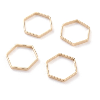 Brass Linking Rings, Long-Lasting Plated, Hexagon, Real 24K Gold Plated, 11x10x1mm, Inner Diameter: 9x9mm