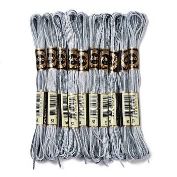 10 Skeins 6-Ply Polyester Embroidery Floss, Cross Stitch Threads, Segment Dyed, Gray, 0.5mm, about 8.75 Yards(8m)/skein