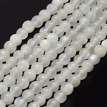 Natural White Moonstone Beads Strands, Round, 10mm, Hole: 1mm, about 38pcs/strand, 15.7 inch(40cm)