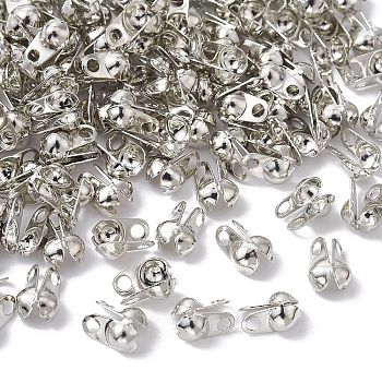 Iron Bead Tips, Calotte Ends, Clamshell Knot Cover, Platinum, 8x4mm, Hole: 2mm, Inner Diameter: 4.5mm