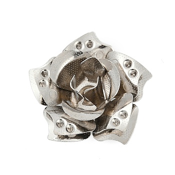 Iron Beads Rhinestone Settings, Rack Plating, Flower, Platinum, Fit for 1.6mm Rhinestone, 27x28.5x11mm, Hole: 2mm