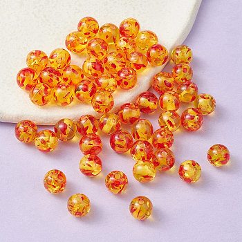 Resin Imitation Amber Beads, Round, Gold, 8mm, Hole: 2mm