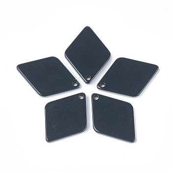 Resin Pendants, Rhombus, Prussian Blue, 43.5x30.5x3mm, Hole: 3mm