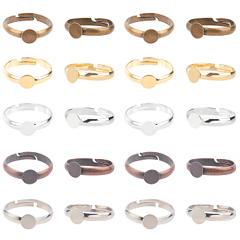 Brass Pad Ring Bases, Lead Free, Cadmium Free and Nickel Free, Adjustable, Tray: 6mm, 17mm, Mixed Color, Tray: 6mm, 17mm, 50pcs/box