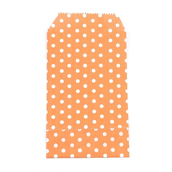 Kraft Paper Bags, No Handles, Storage Bags, White Polka Dot Pattern, Wedding Party Birthday Gift Bag, Orange, 15x8.3x0.02cm
