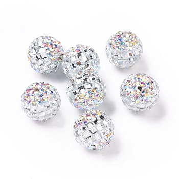 Polymer Clay Rhinestone Beads, Pave Disco Ball Beads, Round, Crystal, 16~17mm, Hole: 1.8mm