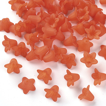 Transparent Acrylic Beads, Frosted, Flower, Light Coral, 17.5x12mm, Hole: 1.5mm, about 770pcs/500g