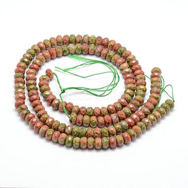 Faceted Natural Unakite Rondelle Beads Strands(X-G-K090-10)-3