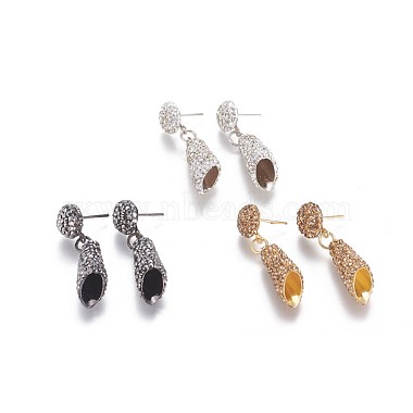Mixed Color Brass+Rhinestone Stud Earrings