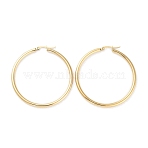 Ring 304 Stainless Steel Hoop Earrings for Women Men, Ion Plating(IP), Real 18K Gold Plated, 9 Gauge, 50x3mm, Pin: 0.6mm(EJEW-B049-01G-G)