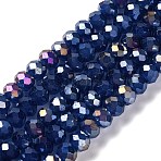 Baking Electroplate Glass Beads Strands, AB Color, Faceted, Rondelle, Royal Blue, 6x5mm, Hole: 1mm, about 80~85pcs/strand, 38~40cm(DGLA-A039-J6MM-B04)
