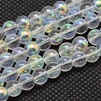 Imitate Austrian Crystal Electroplate Glass Round Bead Strands, Half AB Color Plated, Grade AA, AB Color Plated, 6mm, Hole: 1mm, about 74pcs/strand, 15.7 inch(X-GLAA-F030-6mm-B01)