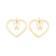 201 Stainless Steel Pendants, Hollow, Heart with Letter A~Z, Real 18K Gold Plated, Letter.W, 29x29.5x1mm, Hole: 2mm, A~Z: 12x8~10.5x1mm(STAS-N090-LA894-W-G)