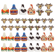 ARRICRAFT 40Pcs 8 Style Single Face Printed Basswood Big Pendants, Bag & Cattle Head Charms, Mixed Color, 36~60x43.5~45x2.5~3mm, Hole: 1.5~2mm, 5pcs/style(WOOD-AR0001-35)