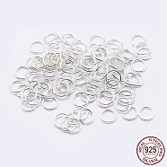 925 Sterling Silver Open Jump Rings, Round Rings, Silver, 19 Gauge, 6x0.9mm, Inner Diameter: 4mm, about 93pcs/10g(STER-F036-02S-0.9x6mm)