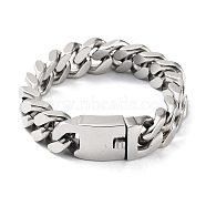 304 Stainless Steel Cuban Link Chains Bracelets for Men & Women, Stainless Steel Color, 9-7/8 inch(25cm)(BJEW-D031-21A-P)