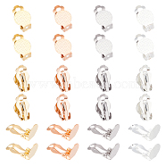 40Pcs 4 Colors 304 Stainless Steel Clip-on Earring Findings, with Round Flat Pad, Flat Round, Mixed Color, Tray: 9.8mm, 16x10x7mm, 10pcs/color(STAS-UN0033-36)