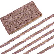 11M Polyester Curtain Lace Trimmer Ribbon, Wavy Lace Trim, Embroidery Ancient Hanfu Lace Ribbon, Pearl Pink, 5/8 inch(16mm), about 12.03 Yards(11m)/Card(OCOR-WH0082-33C)