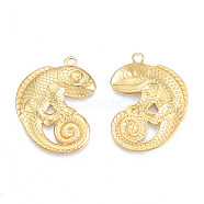 Ion Plating(IP) 201 Stainless Steel Pendants, Lizard, Real 18K Gold Plated, 30x24.5x3mm, Hole: 1.8mm(STAS-N098-119LG)