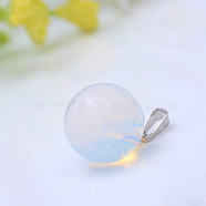 Opalite Pendants, with Platinum Iron Findings, Round, 17x14mm, Hole: 2.5x6mm(G-R355-03)