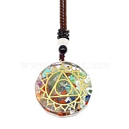 Resin & Natural & Synthetic Mixed Gemstone Pendant Necklaces, Sun, 25.59 inch(65cm)(OG4289-01)