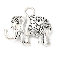 Elephant Tibetan Style Alloy Pendants, Cadmium Free & Lead Free, Antique Silver, 29x33x7mm, Hole: 4.5mm, about 70pcs/1000g(TIBEP-R344-54AS-LF)