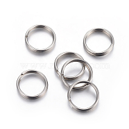 304 Stainless Steel Split Rings, Double Loops Jump Rings, Stainless Steel Color, 10x1.6mm, Inner diameter: 8.5mm(X-STAS-P223-22P-05)