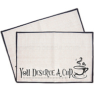 Coffee Theme Cotton and Linen Cup Mats, Daily Supplies, Rectangle with Word, Cup Pattern, 350x500mm(AJEW-WH0201-014)