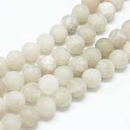 Natural White Jade Bead Strands, Dyed, Frosted, Round, Gainsboro, 8~9mm, Hole: 1mm, about 46~48pcs/strand, 14.9 inch(X-G-R297-8mm-26)