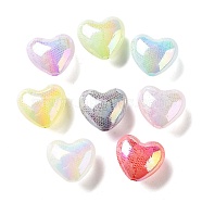 Valentine's Day UV Plating Iridescent Acrylic Beads, AB Color, Heart, Mixed Color, 19.5x21.5x12.5mm, Hole: 2.5mm(X-MACR-D032-06)